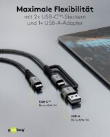 goobay 2in1 USB-Kabel 2in1 2,0 m silber, spacegrau, 1 St.