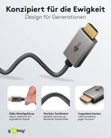 goobay USB 3.1 C-Stecker/HDMI-Stecker Kabel 2,0 m silber, schwarz, 1 St.