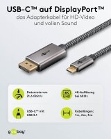 goobay USB-C 3.1/DisplayPort Kabel 3,0 m silber, schwarz, 1 St.