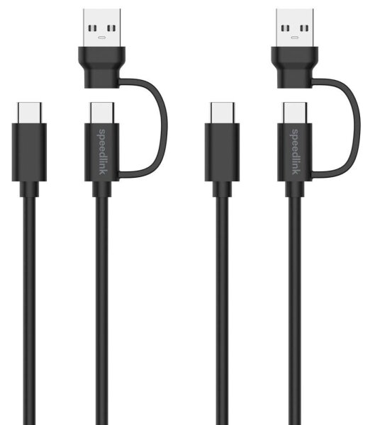 speedlink USB-C/A zu USB-C Kabel Set USB-Kabel Play & Charge 2x 3,0 m schwarz, 1 St.