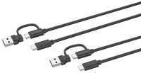 speedlink USB-C/A zu USB-C Kabel Set USB-Kabel Play & Charge 2x 3,0 m schwarz, 1 St.