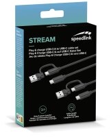 speedlink USB-C/A zu USB-C Kabel Set USB-Kabel Play & Charge 2x 3,0 m schwarz, 1 St.