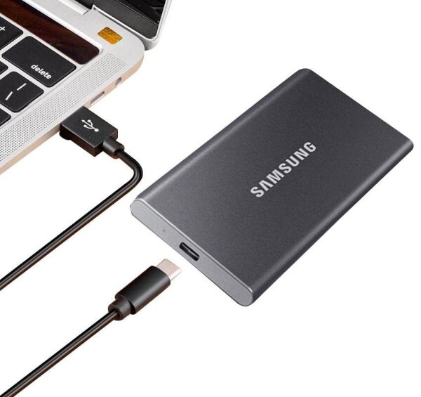 SAMSUNG Portable T7 1 TB externe SSD-Festplatte grau
