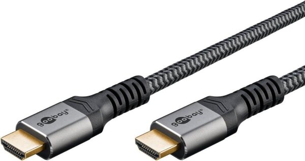 goobay HDMI 2.1 HDMI-Kabel 5,0 m grau, schwarz, 1 St.