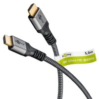 goobay HDMI 2.1 HDMI-Kabel 5,0 m grau, schwarz, 1 St.