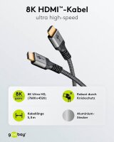 goobay HDMI 2.1 HDMI-Kabel 5,0 m grau, schwarz, 1 St.