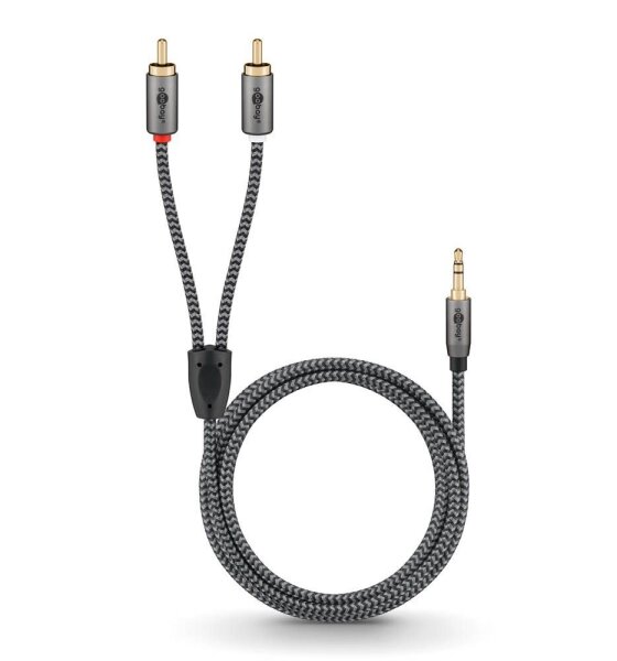 goobay 3,5 mm Klinke/Cinch Kabel 2,0 m silber, schwarz, 1 St.