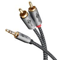 goobay 3,5 mm Klinke/Cinch Kabel 2,0 m silber, schwarz, 1 St.
