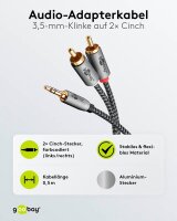 goobay 3,5 mm Klinke/Cinch Kabel 2,0 m silber, schwarz, 1 St.