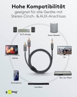 goobay 3,5 mm Klinke/Cinch Kabel 2,0 m silber, schwarz, 1 St.