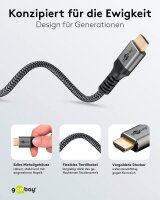 goobay HDMI 2.1 HDMI-Kabel 1,0 m grau, schwarz, 1 St.
