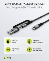 goobay USB 2.0 C/USB 2.0 C, 2.0 A USB-Kabel 3,0 m grau, schwarz, 1 St.