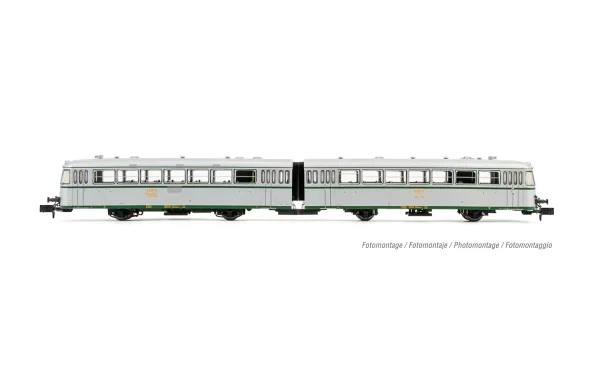 RENFE, zweiteiliger Dieseltriebwagen der Reihe 591.500, Silber mit UIC-Aufschriften