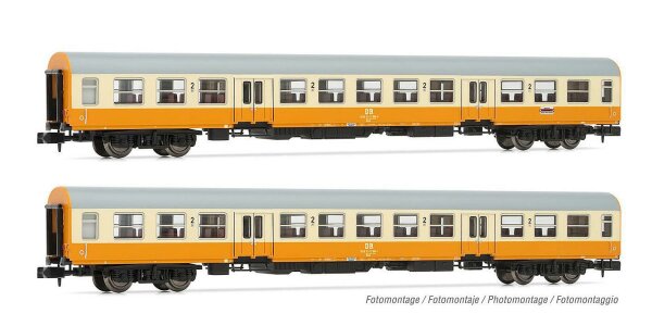 DR, 2-tlg. Set Reisezugwagen St&auml;dte-Express, Orange/Beige, bestehend 2 x Bmhe
