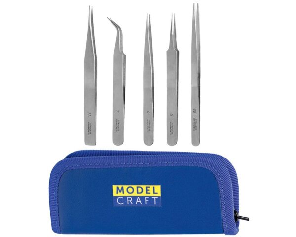 KrickPinzettenset 5-fach sortiert Edelstahl Zipcase PTW2185/S