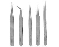 KrickPinzettenset 5-fach sortiert Edelstahl Zipcase...