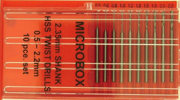 KrickMicrobox 10 Bohrer 0,5-2,2 mm m. 2,35 mm Schaft