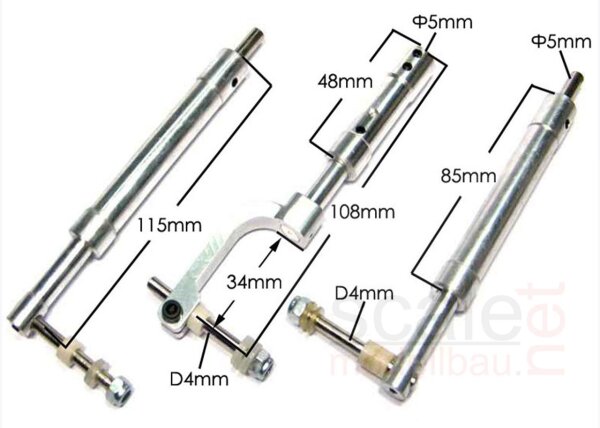 ScaleMod gefederte Fahrwerksbeine 3-Bein Kit 115/108 mm  ( SC.003.008 )