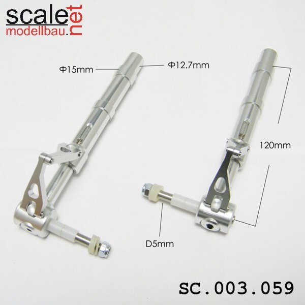 ScaleMod gefederte Fahrwerksbeine 2-Bein 12,7mm / 5mm Achse Länge 120 mm  ( SC.003.059 )