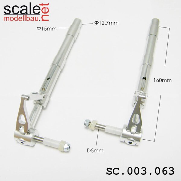 ScaleMod gefederte Fahrwerksbeine 2-Bein 12,7mm / 5mm Achse Länge 160 mm  ( SC.003.063 )