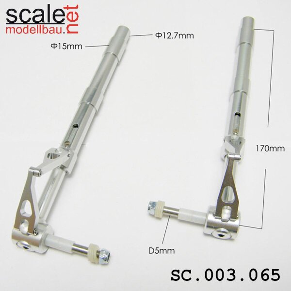 ScaleMod gefederte Fahrwerksbeine 2-Bein 12,7mm / 5mm Achse Länge 180 mm  ( SC.003.065 )