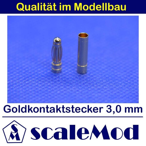 scaleMod Goldkontaktstecker 3,0 mm Stecker/Buchse (5 Paar)  ( SC.10.0001 )