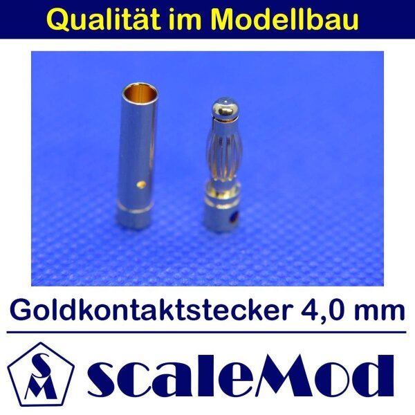 scaleMod Goldkontaktstecker 4,0 mm Stecker/Buchse (5 Paar)  ( SC.10.0003 )