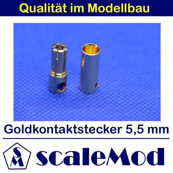 scaleMod Goldkontaktstecker 5,5 mm Stecker/Buchse (5 Paar)  ( SC.10.0005 )