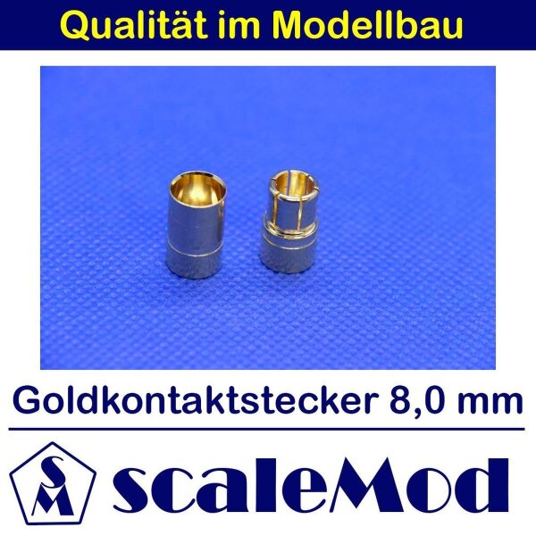 scaleMod Goldkontaktstecker 8,0 mm Stecker/Buchse (2 Paar)  ( SC.10.0008 )