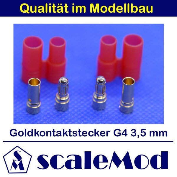 scaleMod Goldkontaktstecker EC 4,0 mm mit Gehäuse Stecker/Buchse (5 Paar)  ( SC.10.0021 )
