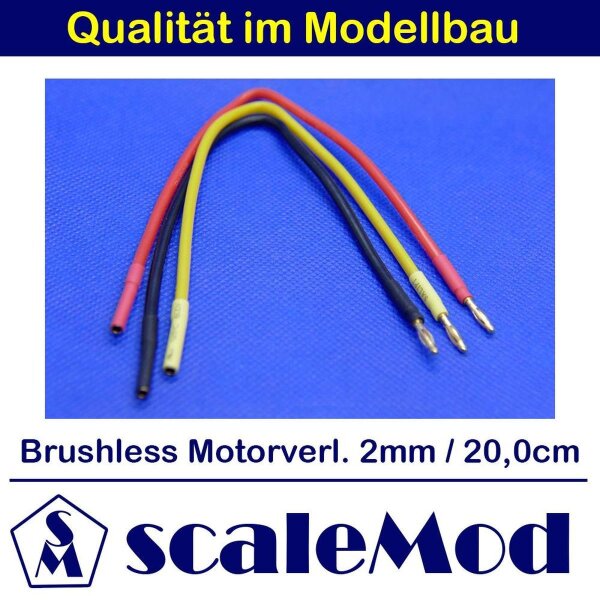 scaleMod Brushless Motorkabelverlängerung 16AWG 2,0 mm 20cm (3 Stk, je 1x rot/s  ( SC.11.0061 )