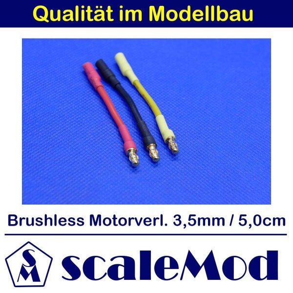 scaleMod Brushless Motorkabelverlängerung 16AWG 3,5 mm 5cm (3 Stk, je 1x rot/sc  ( SC.11.0062 )