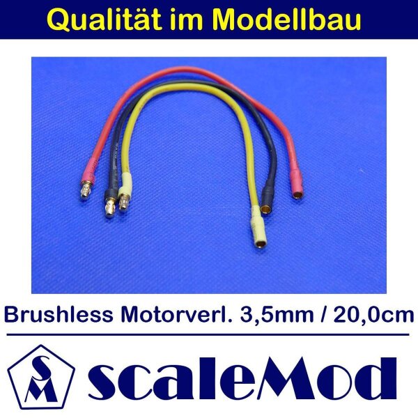 scaleMod Brushless Motorkabelverlängerung 16AWG 3,5 mm 20cm (3 Stk, je 1x rot/s  ( SC.11.0064 )