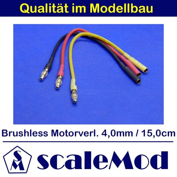 scaleMod Brushless Motorkabelverlängerung 16AWG 4,0 mm 15cm (3 Stk, je 1x rot/s  ( SC.11.0066 )