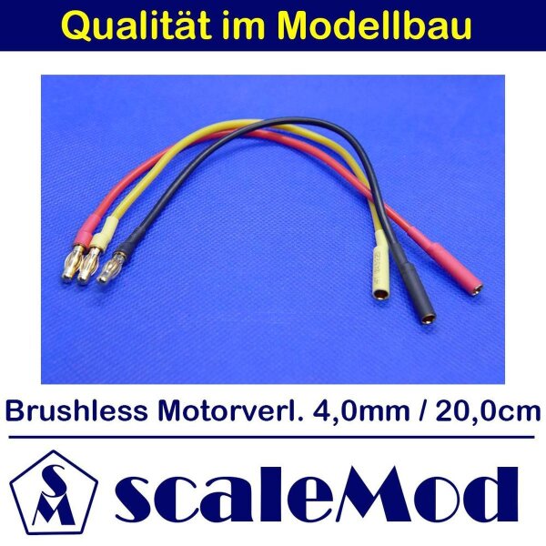 scaleMod Brushless Motorkabelverlängerung 16AWG 4,0 mm 20cm (3 Stk, je 1x rot/s  ( SC.11.0067 )