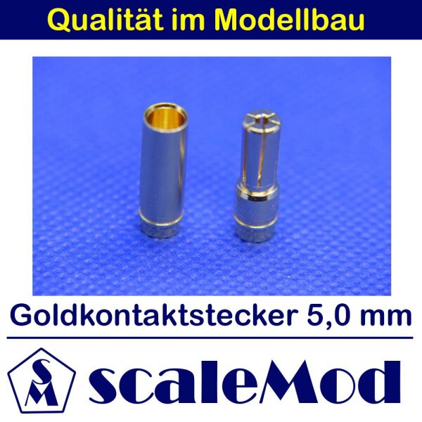 scaleMod Goldkontaktstecker 5,0 mm Stecker/Buchse (5 Paar)