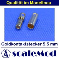 scaleMod Goldkontaktstecker 5,5 mm Stecker/Buchse (5 Paar)