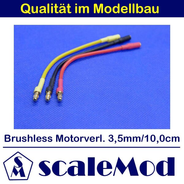 scaleMod Brushless Motorkabelverl&auml;ngerung 16AWG 3,5 mm  10cm (3 Stk, je 1x rot/schwarz/gelb)
