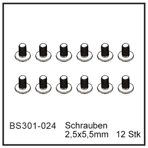 Dpower Schrauben 2,5x5,5mm (12 St&uuml;ck) - BEAST BX / TX
